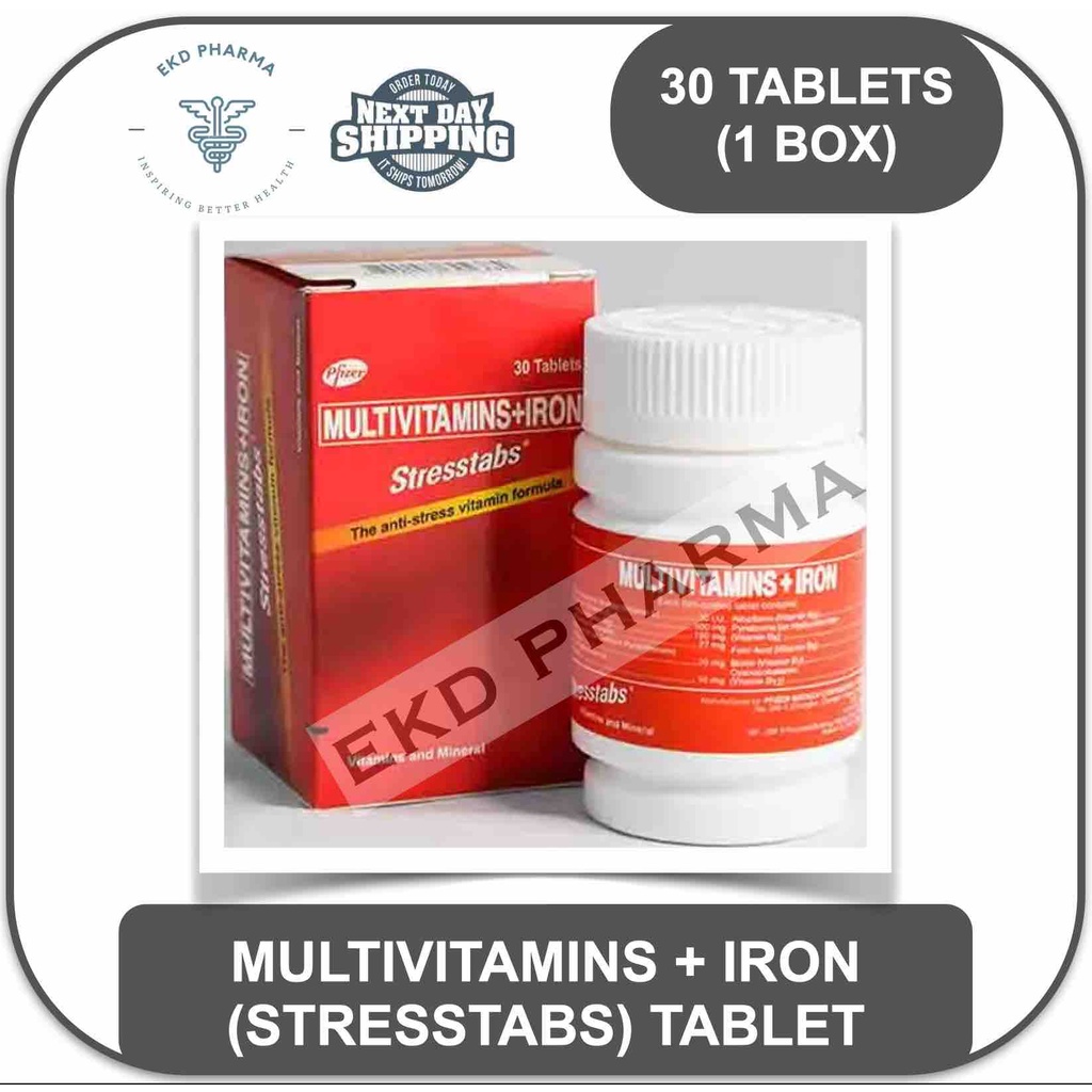 Stresstabs Multivitamins + Iron 1 bottle [30 tablets] Exp Date 8/2026