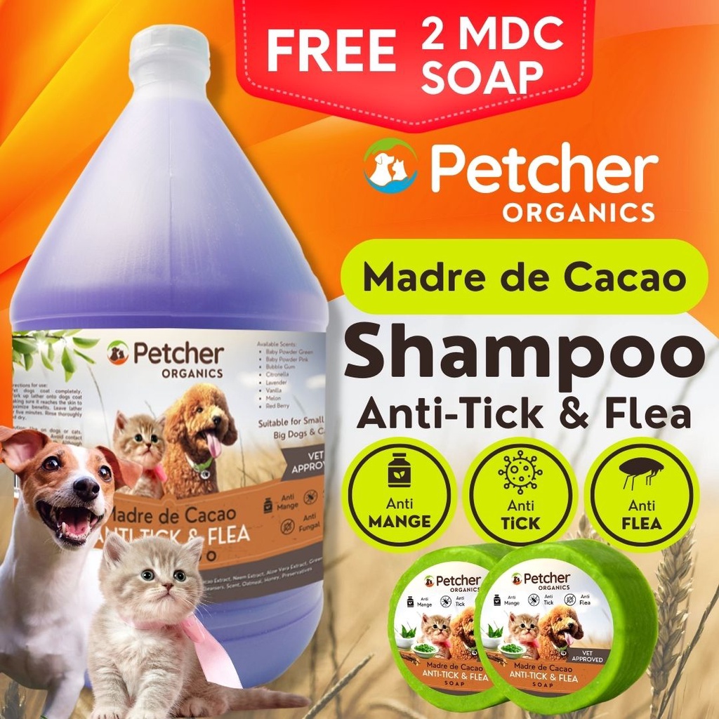 Petcher Organics Madre De Cacao Anti Tick And Flea Shampoo for Dog & Cat All Breeds Shopee