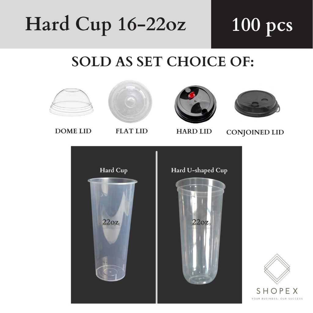 Hard Cup 90mm 16OZ / 22OZ with LIDS (100PCS) Milktea Cups / Disposable