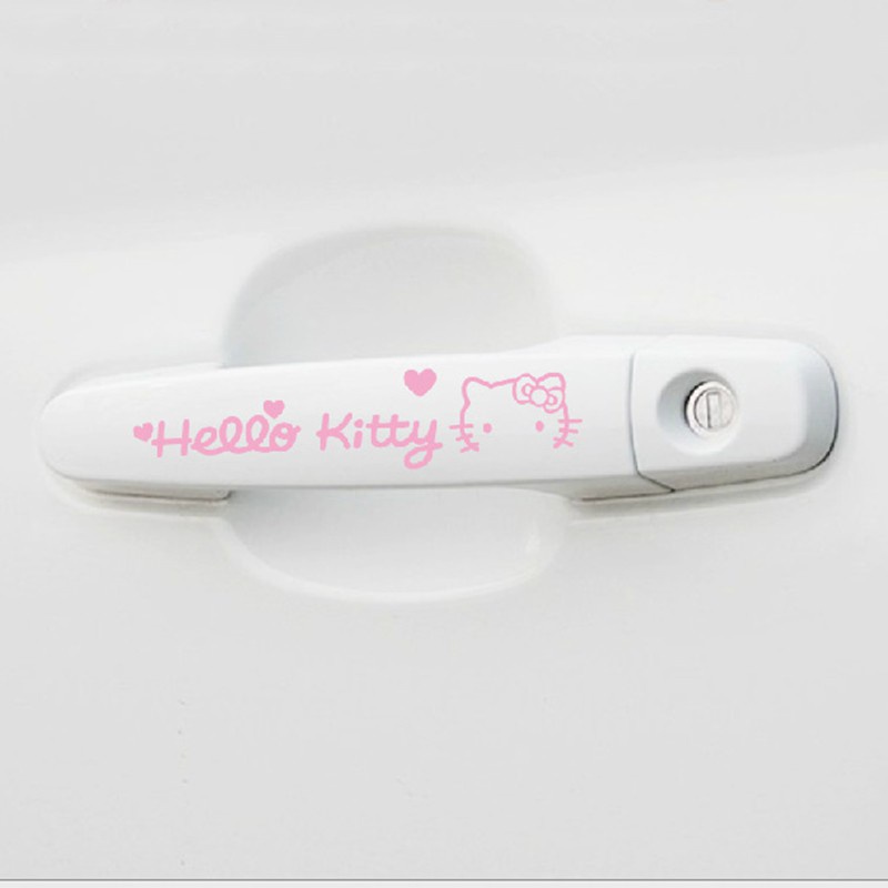 4 into Hello Kitty car door handle reflective stickers car stickers car