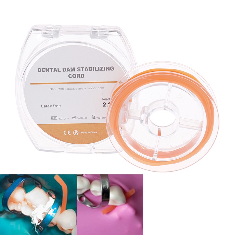 Dental Rubber Dam Stabilizing Cord Medium Barrier Wedges Line Clamps