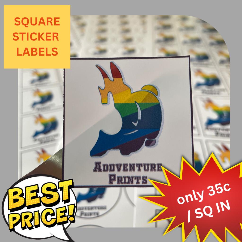 SQUARE VINYL STICKER LABELS / WATERPROOF / PRODUCT LABELS / VINYL
