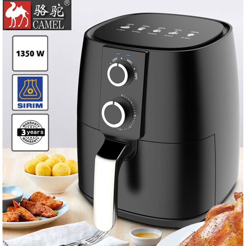 Ready Stock】CAMEL Air Fryer 5.5 L Large Capacity Electric Fryer ( 1350W