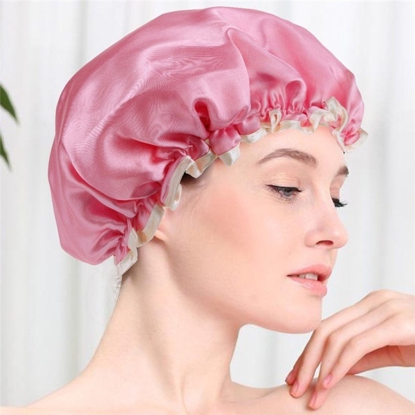 Adult Highgrade Double Layers Waterproof Shower Cap Baking Oil Bath