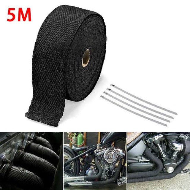 5M Car Motorcycle Exhaust Wrap Pipe Header Heat Wrap Turbo Exhaust Thermal Wrap Tape Shopee