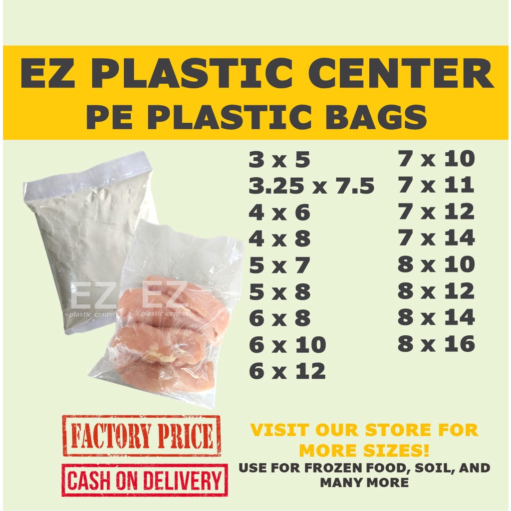 PE Plastic Bags 3 to 8 inches (100pcs) Shopee Philippines
