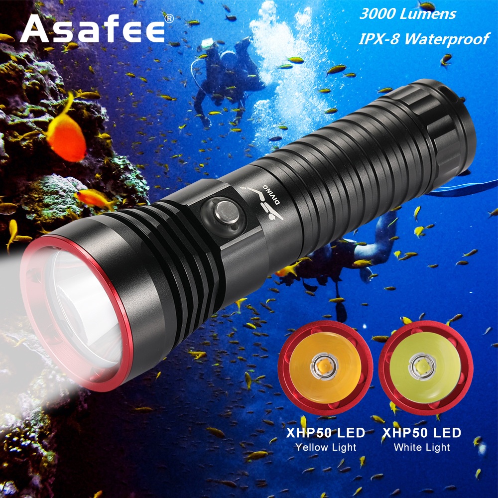 Asafee A17S Powerful LED Diving Flashlight 3000LM XHP50.2/XHP70.2