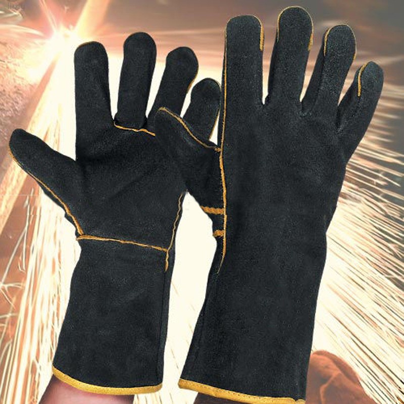 limy 1 Pair New Heavy Duty Black Mig Welding Gloves Gauntlets Welders