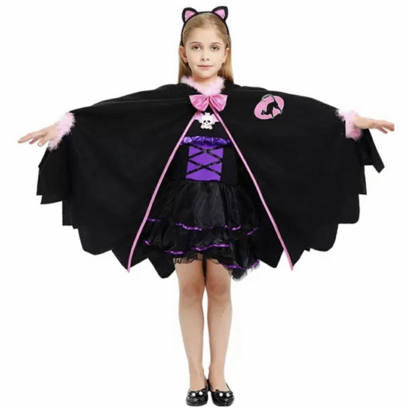 Black cat cape costume cosplay toddler/Children's Cloak cat costume/halloween Children's Cloak