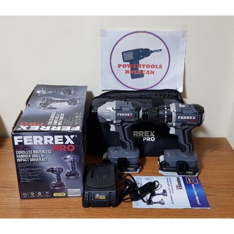 Ferrex PRO 20v cordless brushless hammer drill driver and impact driver