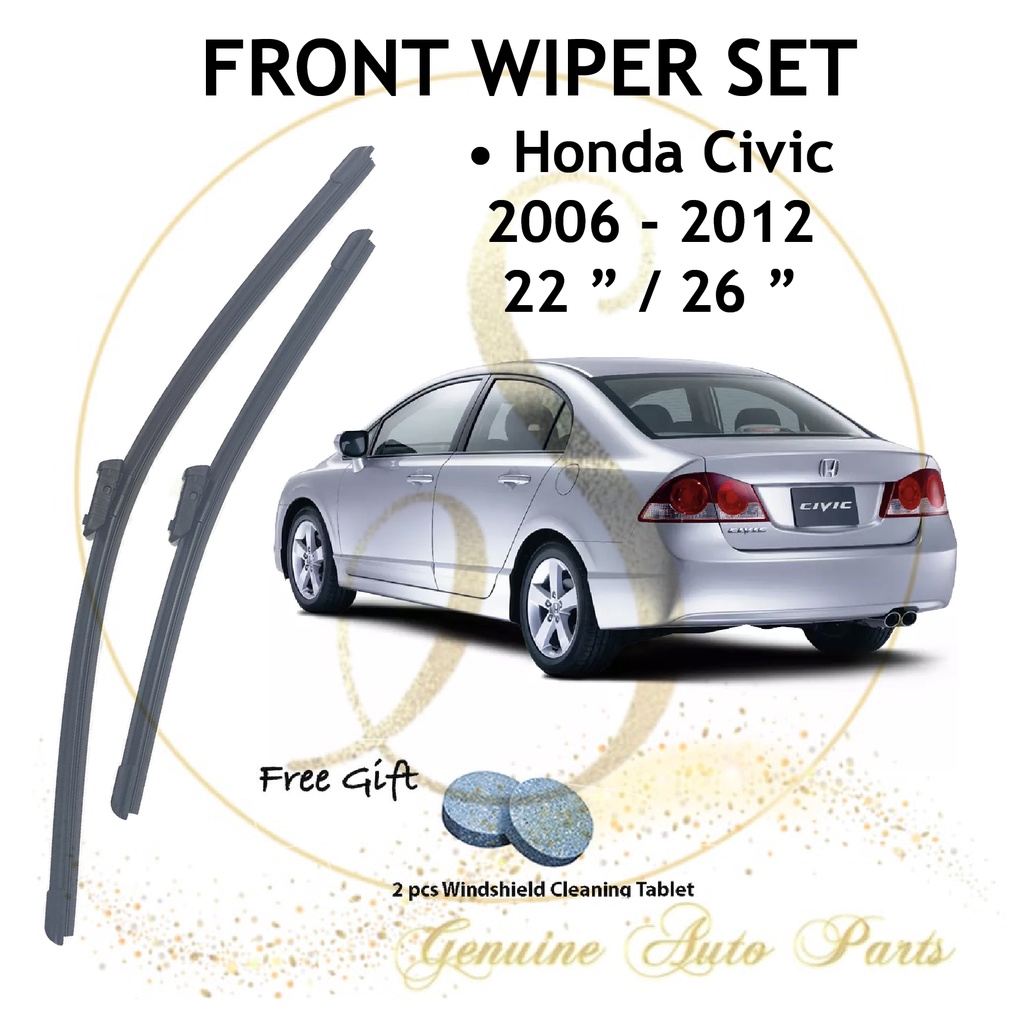 HONDA CIVIC WIPER BLADE SET 20062012 JAPAN TECHNOLOGY 22'' / 26'' FREE