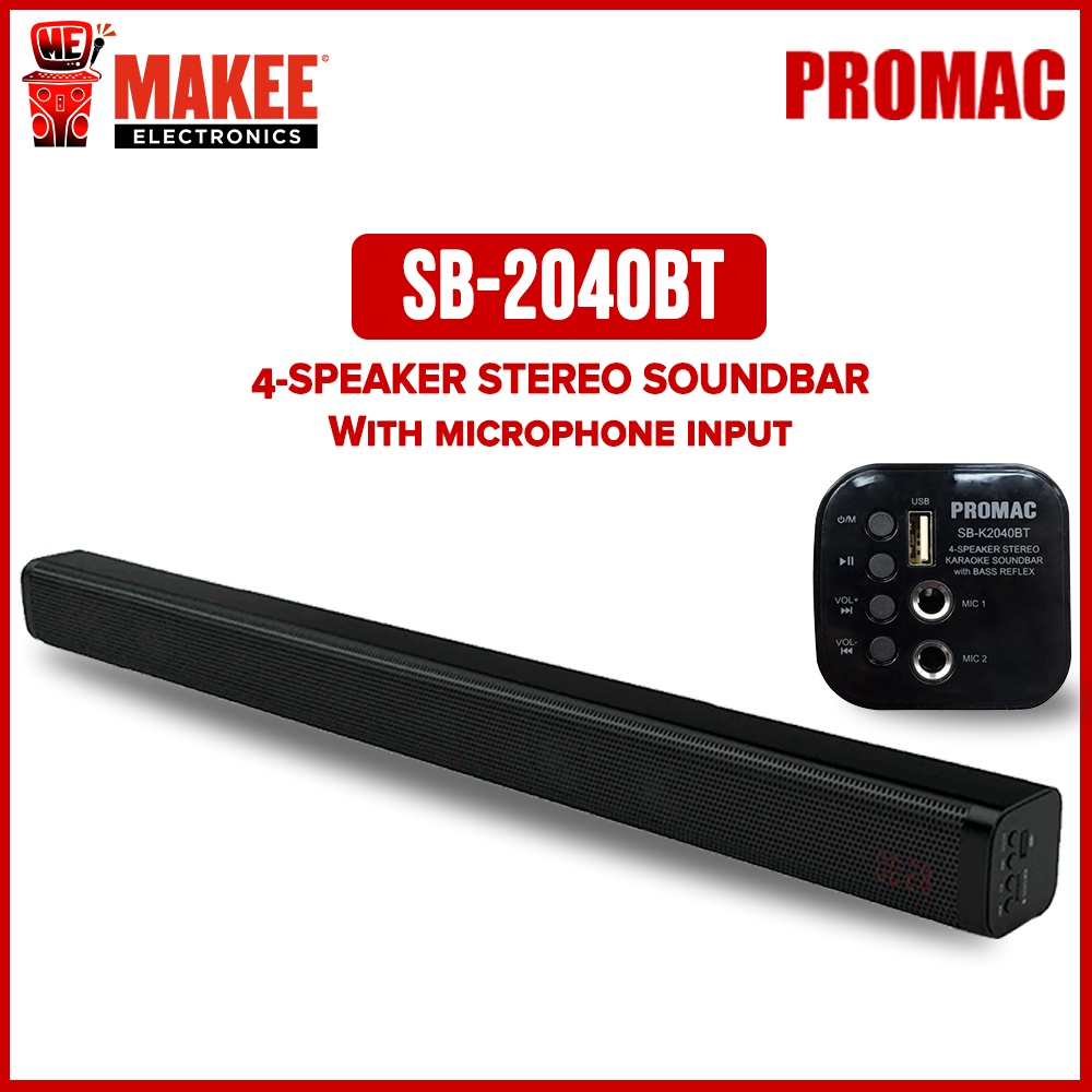 PROMAC SBK2040BT 4Speaker Stereo Karaoke Sound bar with Bass Reflex