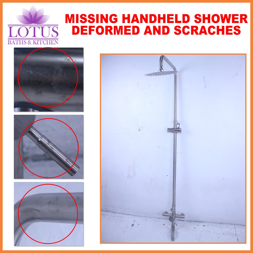 Lotus Baths SlightlyDamage1721 Bathroom Rain Shower Adjustable Height