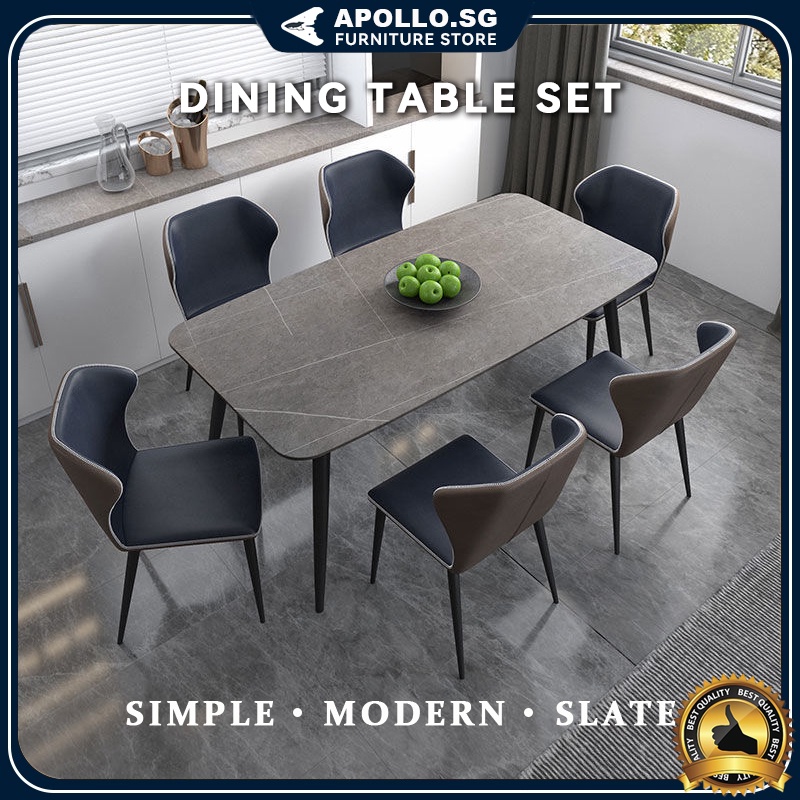APOLLO Dining Table Set Italian Slate Table Marble Dining Table with