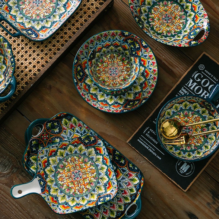 1pc Ceramic Plates Set Microwavable Bowl Soup Plate Tableware Set