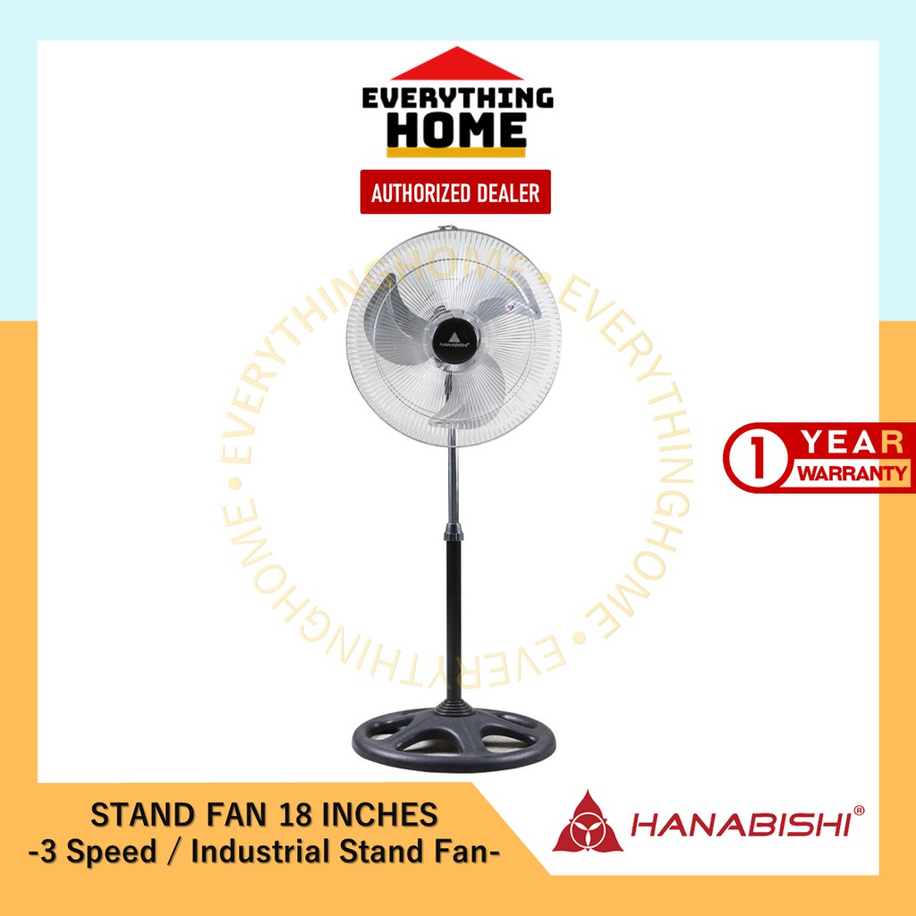 Hanabishi Industrial Stand Fan 18" blade 3 speed Powerful Durable