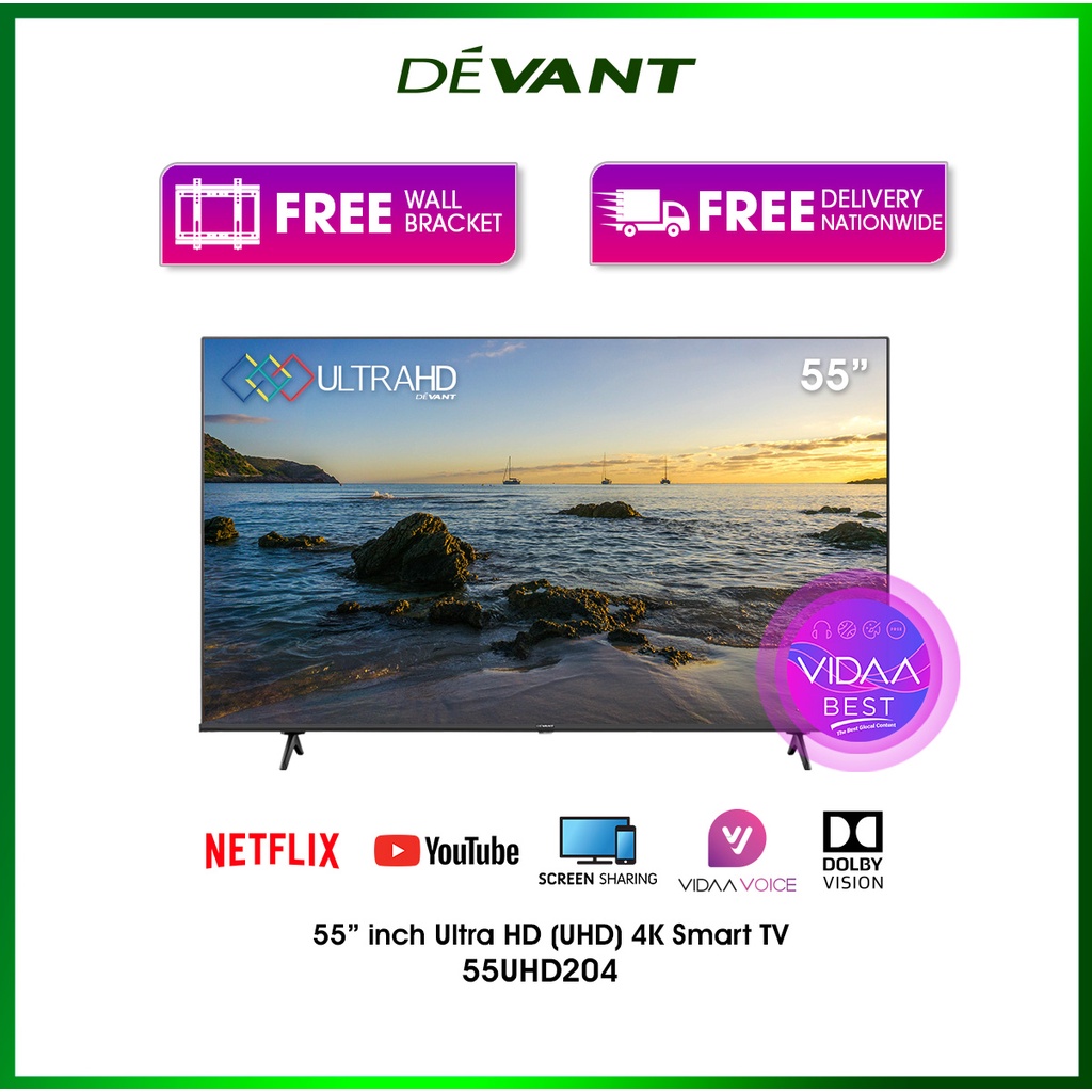 DEVANT 55UHD204 55 inch Ultra HD (UHD) 4K Smart TV FREE Wall Bracket