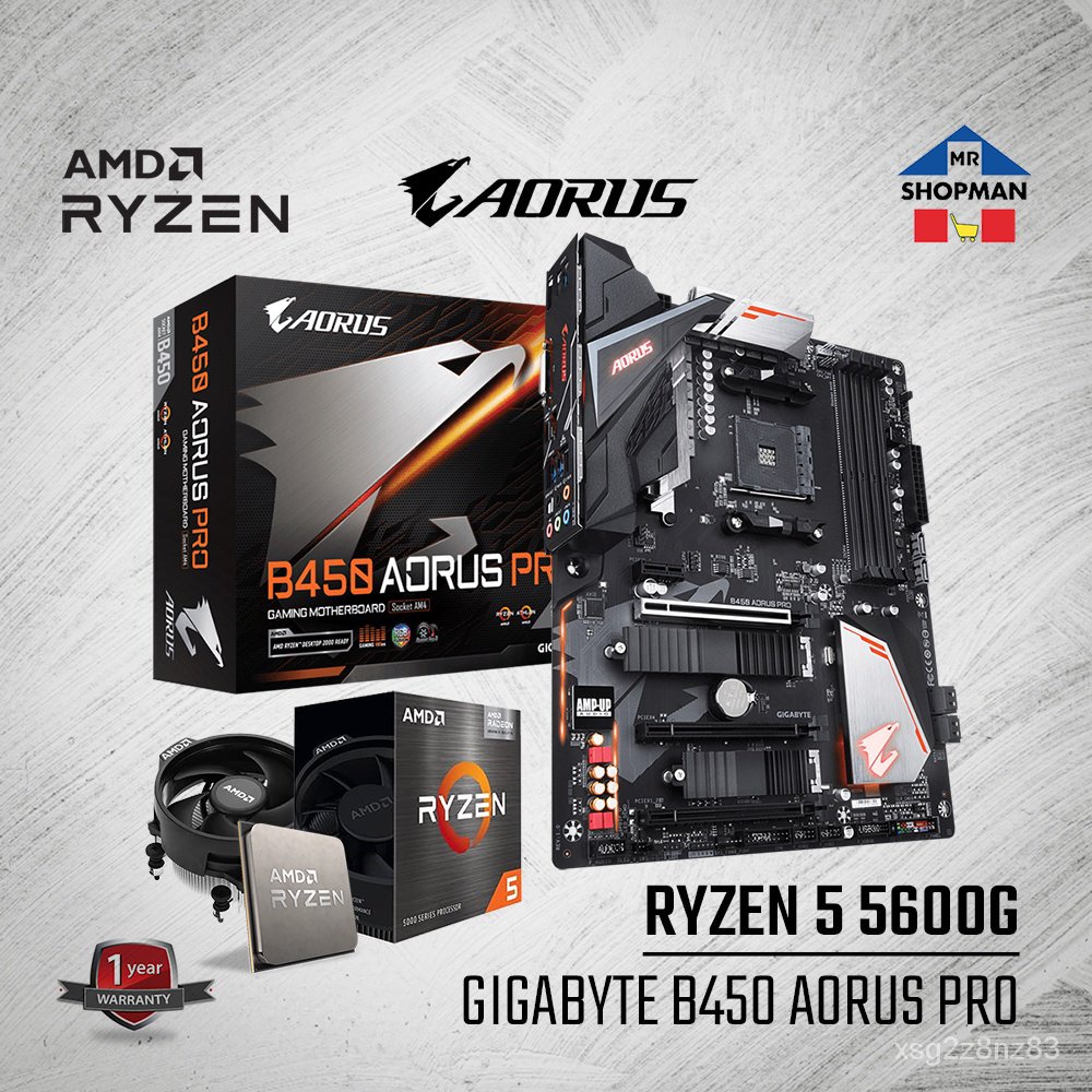 AMD Ryzen 5 5600G Processor w/ Gigabyte B450 Aorus Pro Motherboard