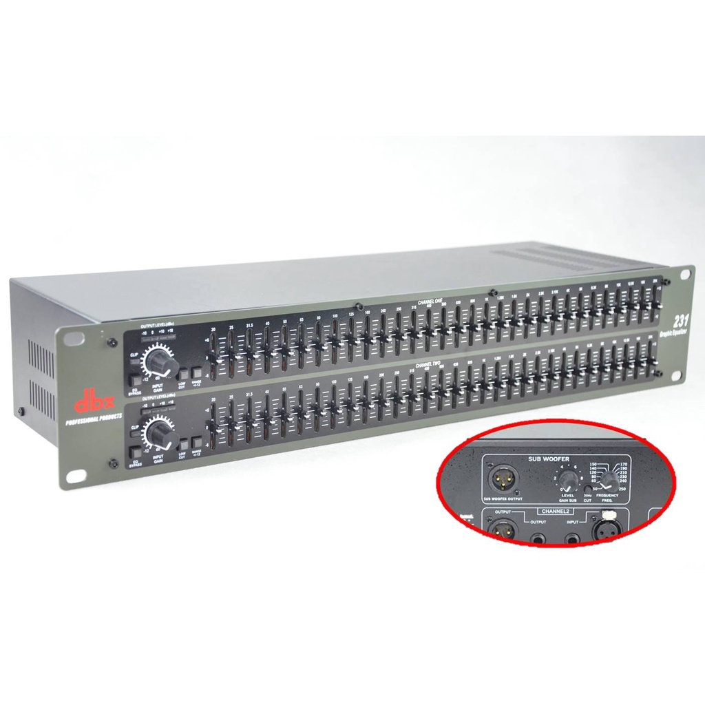 DBX Eq231 graphic equalizer with REAL SUBOUT (subwoofer output) 2series Graphic EQ 31 Band