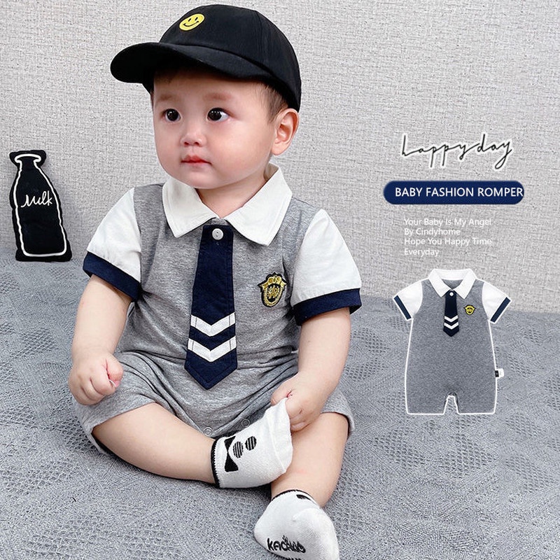 Baby Boy Gentleman Romper Onesie Newborn Infant Summer Korean Fashion