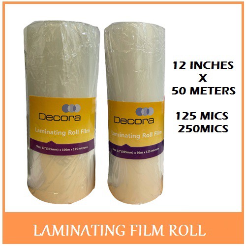 DECORA Laminating Film Roll 12inches x 50METERS ( 125 microns or 250