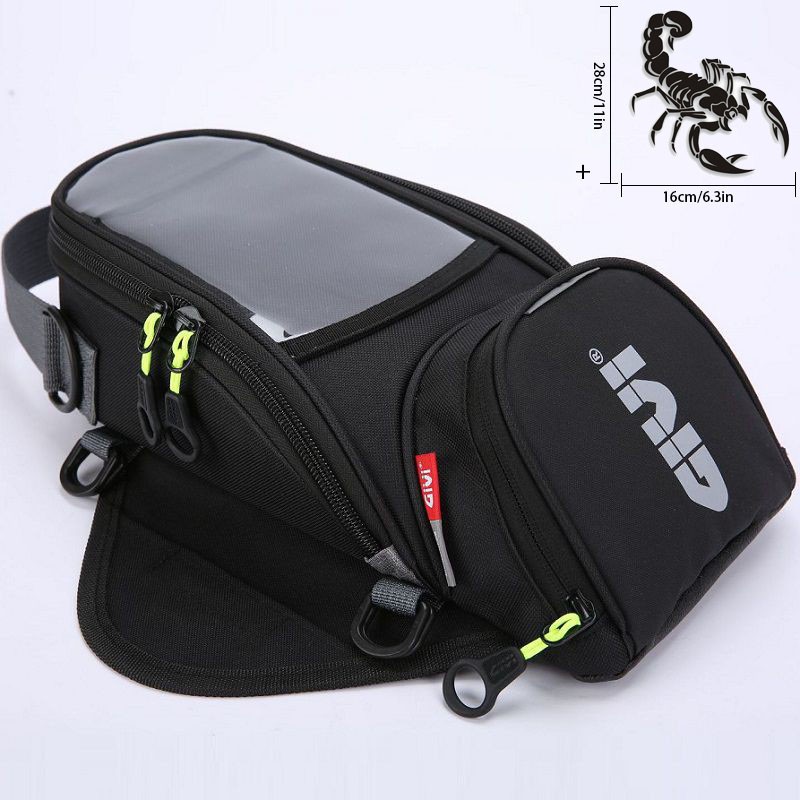 Universal Motorcycle Fuel Tank Bag Waterproof Bicycle Saddle Bag Transparent Sandwich Black
