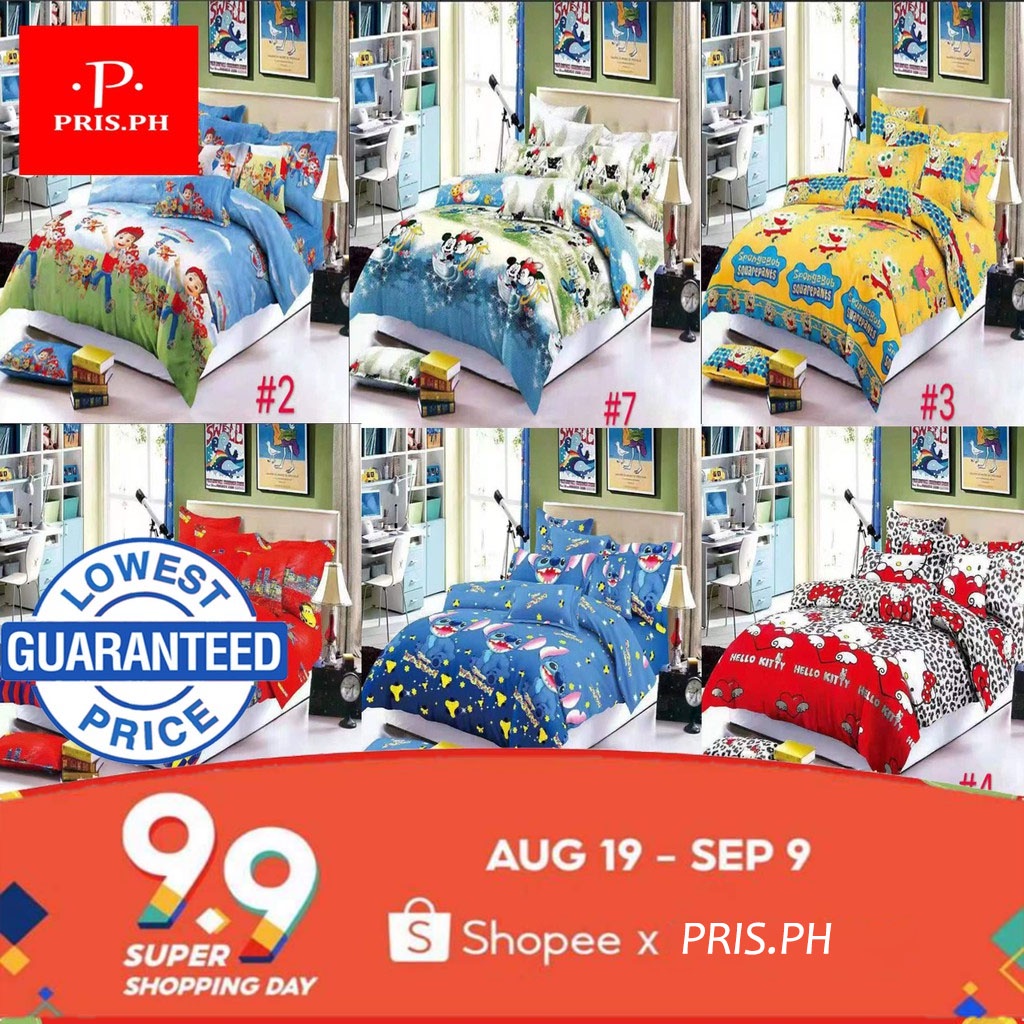 NEW Cartoon Character SCS BED SHEET 3IN1 (COD) Shopee Philippines