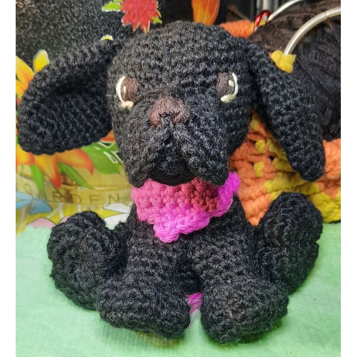 amigurumi crochet black dog hand made stuffed toy stuffed black dog