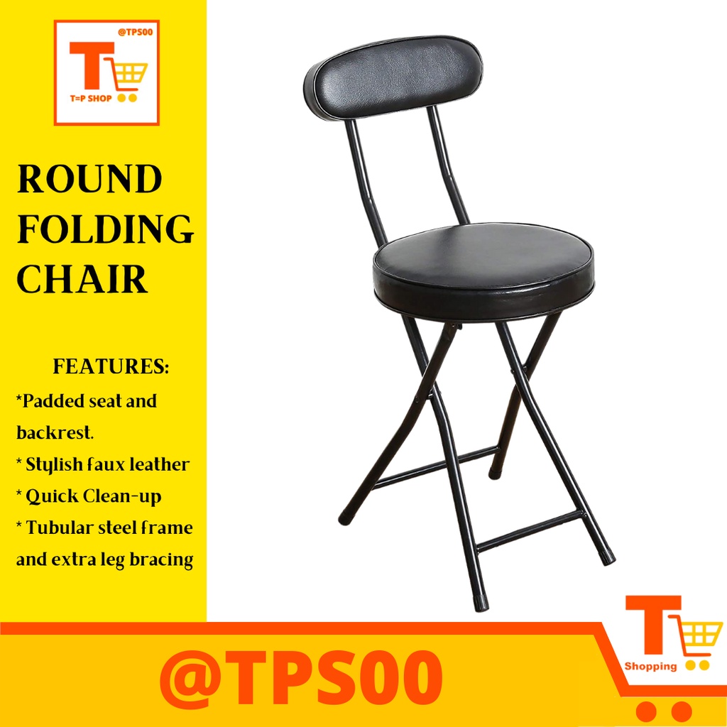 ROUND FOLDING CHAIR HOUSEHOLD BACKREST CHAIR DINING TABLE STOOL