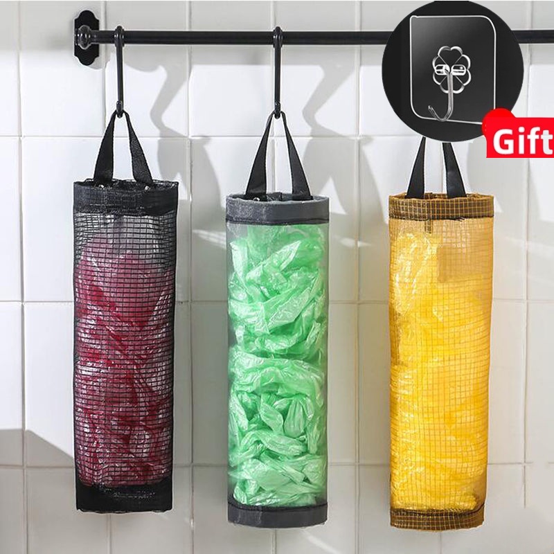 1PC Home Grocery Bag Holder WallMounted Plastic Bags Dispenser with