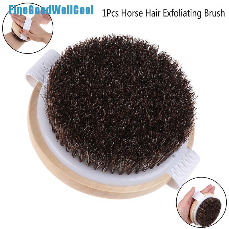 FRIK 1X Wood Natural Horse Hair Bath Body Brush Cellulite Shower Dry