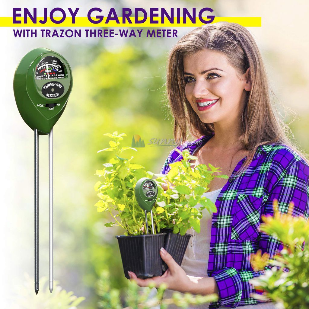 3 in 1 Soil PH Meter Sunlight PH Tester Garden Flowers Soil Moisture Sensor Soil Acidity