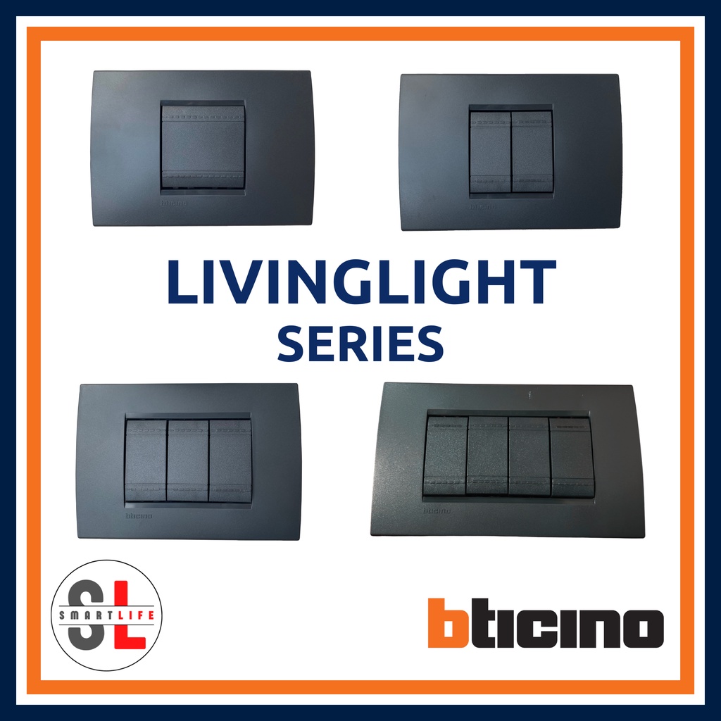 Bticino Living Light 16a 1/2/3/4 Module 1/2 Way Switch (Color Anthracite/Black) Shopee