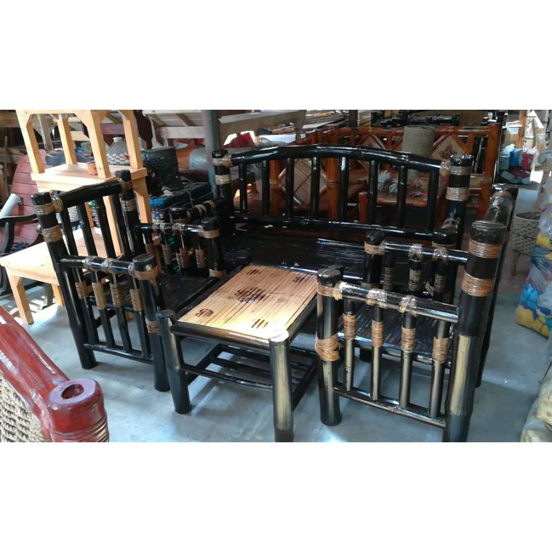Bamboo Sala Set Dark Chocolate with rattan Shopee Philippines