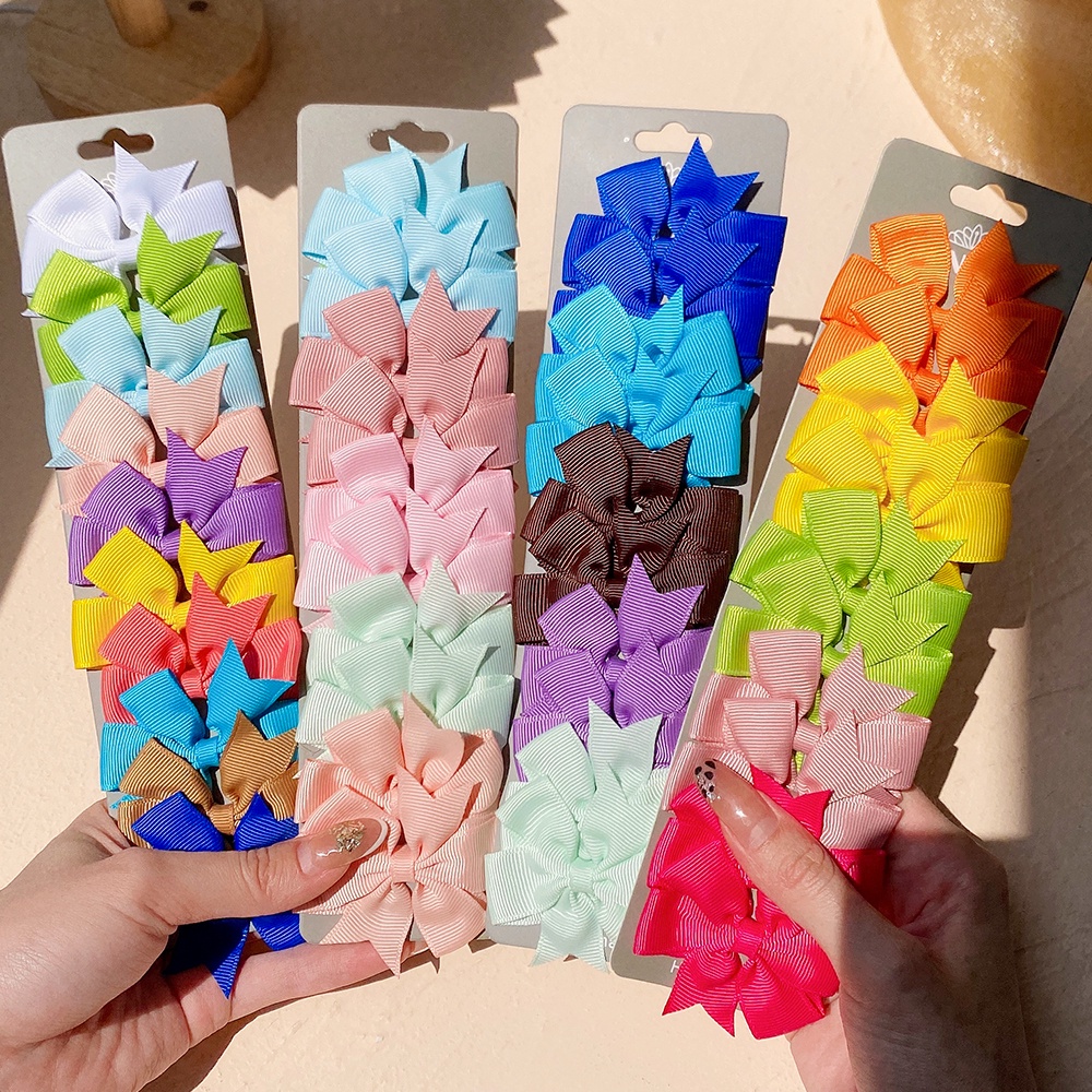 10Pcs/Set Ready Stock Cute Hair Clip Set for Baby Girls Grosgrain