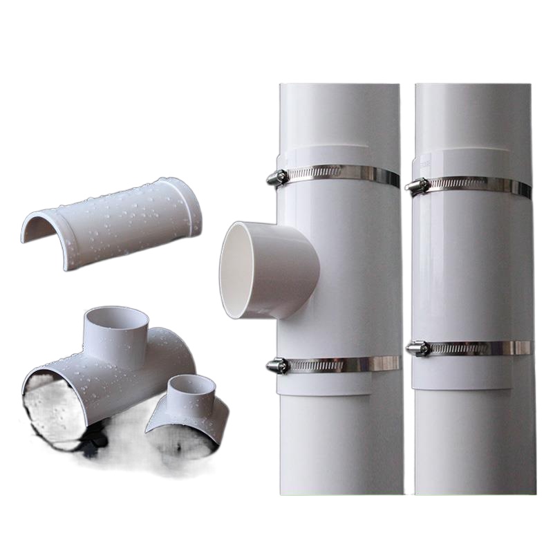 PVC drain pipe fittings under the water tee leak patch 110 quick repair