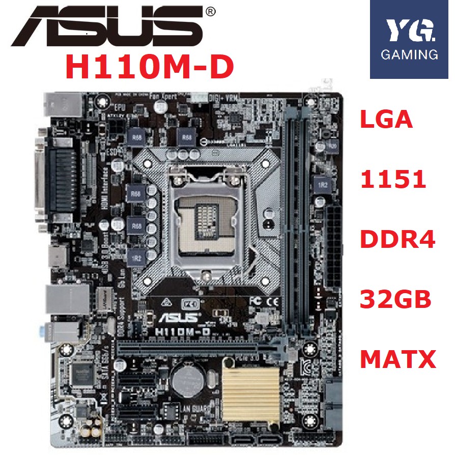 ASUS H110MD Motherboard LGA1151 DDR4 Intel H110MF Chipset used