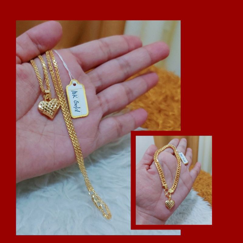 （Ready Stock）10K Pure Gold Necklace Bracelet set (2in1 set) Shopee