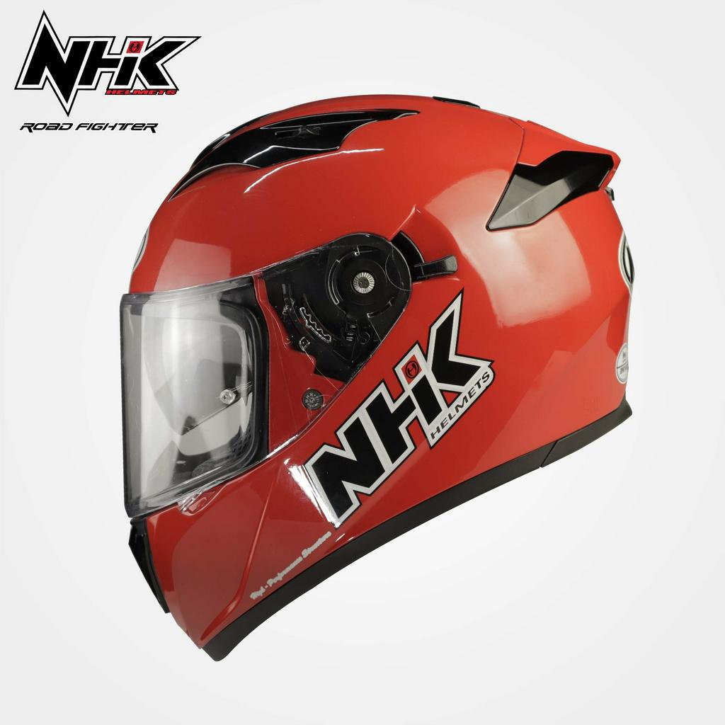 NHK Helmets GPPrime Solid Red Dual Visor with Free Extra Visor NHK