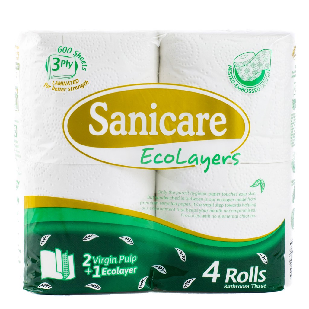 Sanicare Bathroom Tissue 3Ply Ecolayer 600 Sheets 4 Rolls Shopee