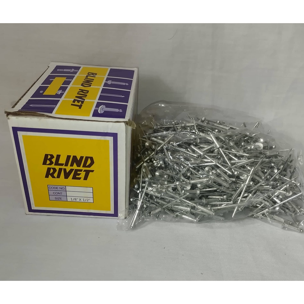 Blind Rivets (per box) 1/8 x3/4, 1/8 x 1/2, 5/32 x 3/4, 5/32 x 1/2, 3/