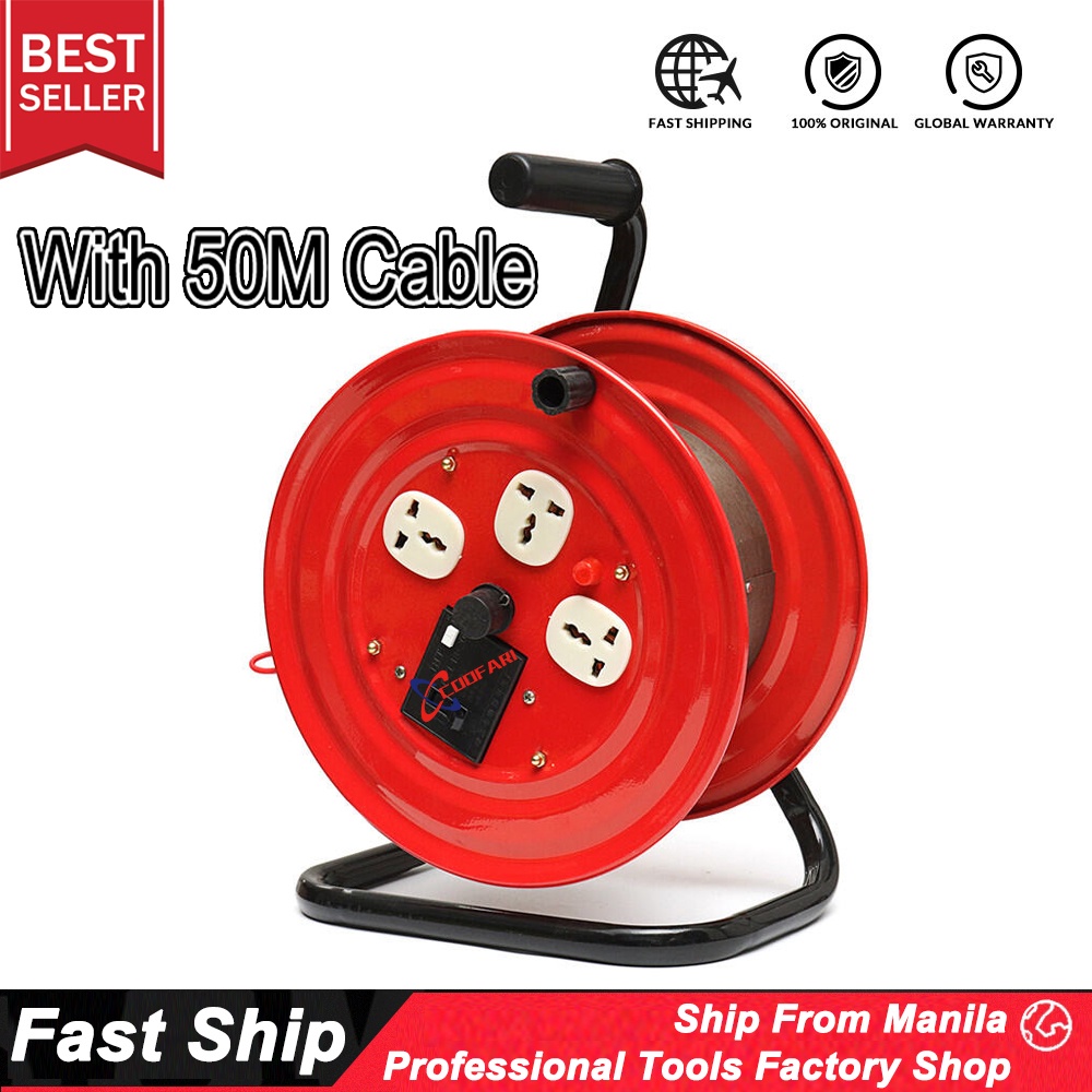 15M 30M 50M Heavy Duty Cable Reel Extension Wire 15/30/50 Meters Power