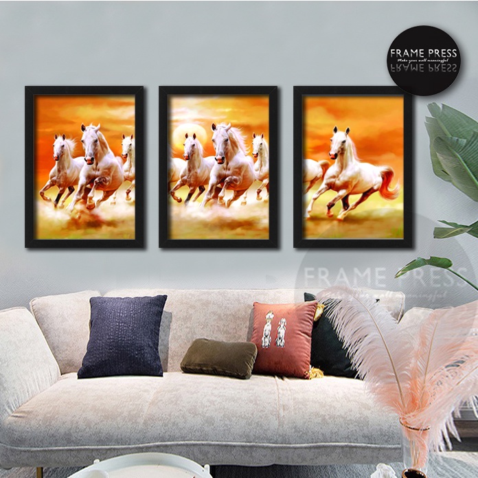 3 pcs set 7 horses WALL DECOR FRAMES HOME DECOR MINIMALIST WALL