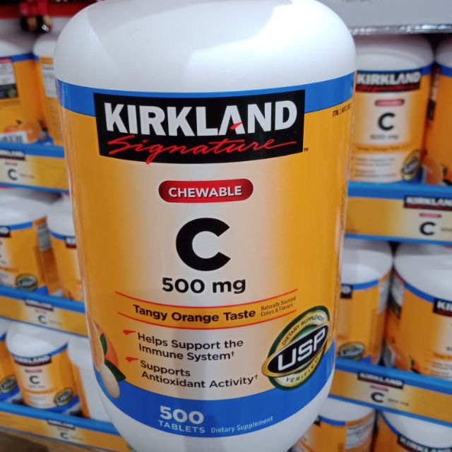 Kirkland Signature Chewable Vitamin C 500mg Tangy Orange Taste (500