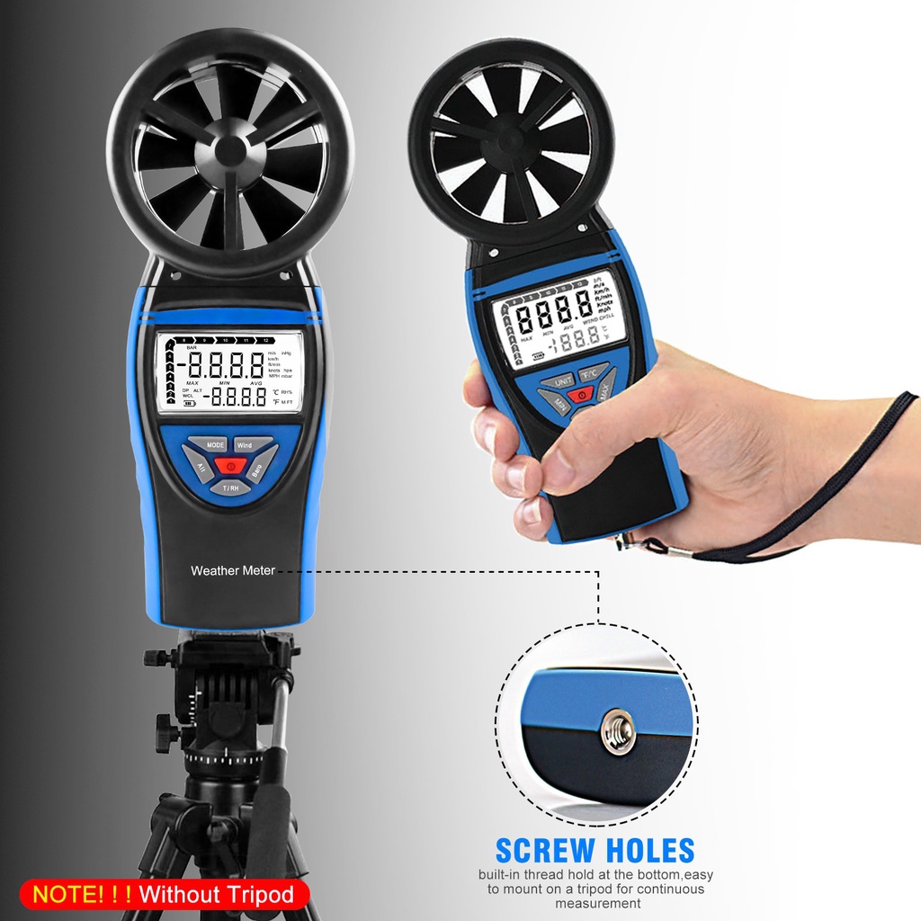 ☯Digital Anemometer Wind Speed Gauge Meter Barometer Air Flow Velocity
