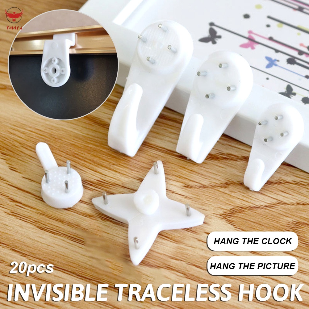 20PCS Invisible Nail Hooks Traceless Photo Hooks for Mirror Wedding