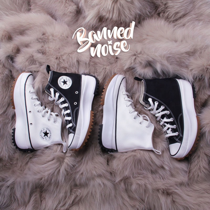 Conver Run Star Hike 1970s Raised Platform High Top Canvas Shoe Half