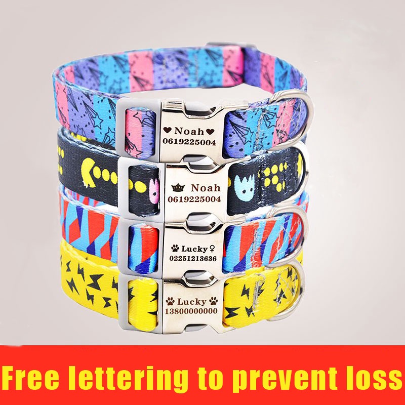Customized pet collar with laser lettering adjustable for large medium