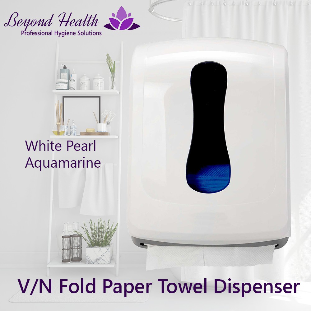 V/N Fold Paper Towel Dispenser Wall Mounted White Aquamarine Hygienic