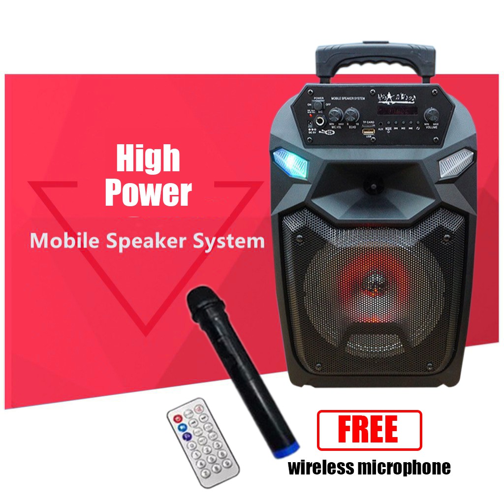 USB Bluetooth Karaoke Speaker System Portable Trolley Speaker Free